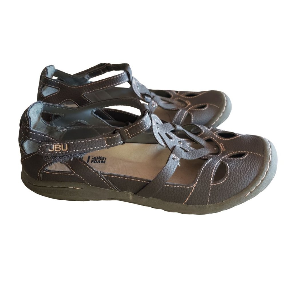 JBU SYDNEY SANDALS SIZE 7MUS GRAY VEGAN LEATHER MARY‎ JANES